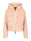 Moncler Zip Up Hooded Teddy Cardigan Jackets Rose In Pink