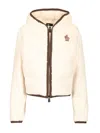 Moncler Zip Up Hooded Teddy Cardigan Jackets White In Neutral