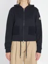 Moncler Logo Patch Zip-up Hoodie In Black