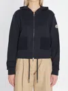 Moncler Logo Patch Zip-up Hoodie In Black