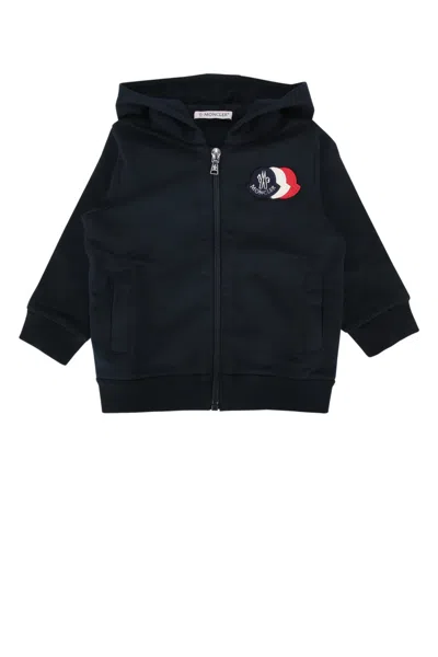 Moncler Kids' Zip Up Hoodie In Black