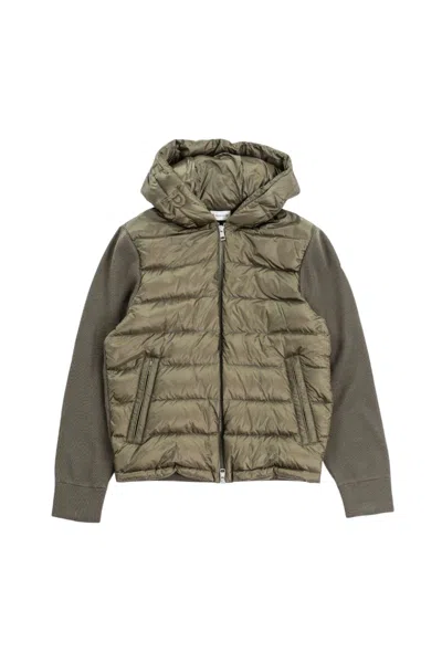 Moncler Zip Up Hoodie Down Cardigan In Green