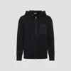 Moncler Hooded Drawstring Cardigan Chest Pocket In Black