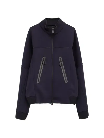 Moncler Zip-pockets Cardigan In Blue