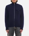 Moncler Navy Zip-up Down Cardigan In Blue