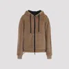 Moncler Reversible Hooded Cardigan Front Pockets In Brown