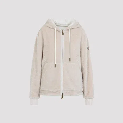 Moncler Hooded Cardigan Featuring Front Pockets In White