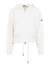 Moncler Cotton Fleece Zip Up Jacket In White