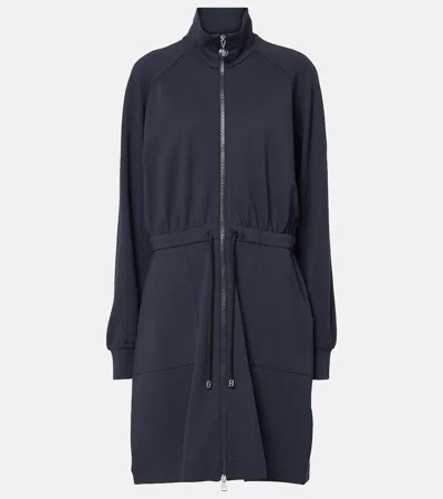 Moncler Zip-up Jersey Minidress In Blue