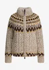Moncler Zip-up Knitted Cardigan In Brown