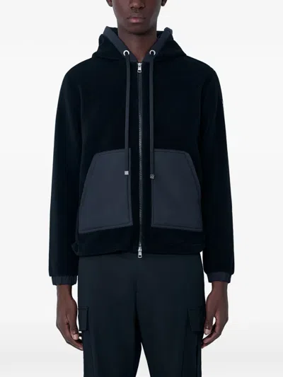Moncler Zip-up Logo-detail Hoodie In Black