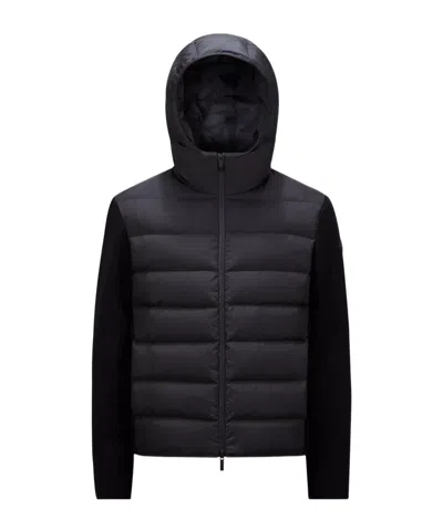 Moncler Zip-up Long-sleeved Cardigan In Black