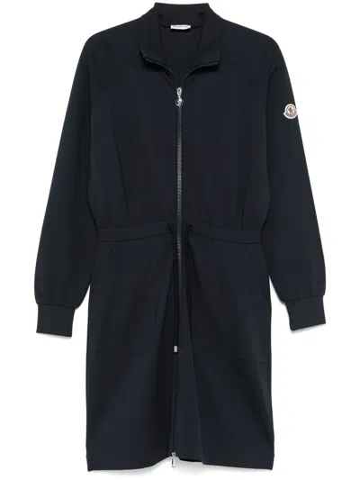 Moncler Zip-up Mini Dress In Blue