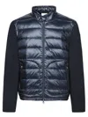 Moncler Long-sleeved Splicing Detail Down Jacket In Blue
