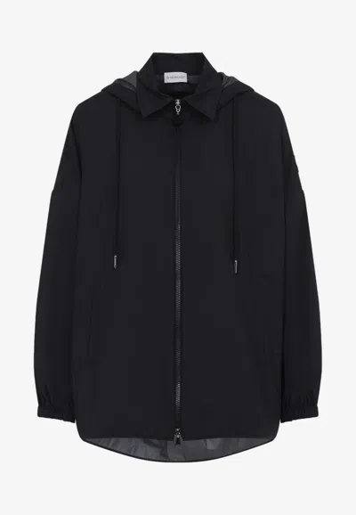 Moncler Zip-up Nylon Shirt In Black
