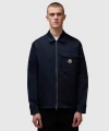 Moncler Cotton Stretch Garbardine Zip-up Shirt Jacket In Navy