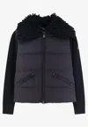 Moncler Down Jacket With Wool Inserts In Blue