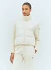 Moncler White Paneled Down Jacket In Cream
