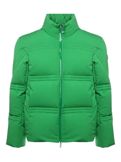 Moncler Zip-up Padded Coat In Green