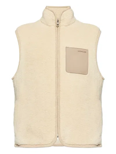 Moncler Zip-up Patch-pocket Gilet In Neutral