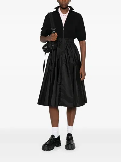Moncler Zip-up Pleated Midi Dress