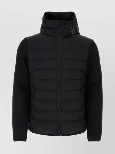 Moncler Zip Up Puffer Jacket With High Collar In Black