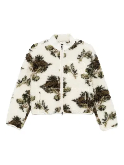 Moncler Zip-up Shearling-effect Jacket In Brown