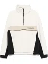 Moncler Fleece Half Zip Turtle Neck Sweatshirt In Neutrals