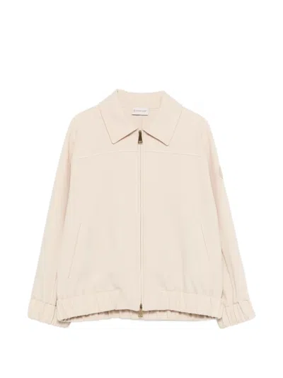 Moncler Zip-up Tonal-logo Bomber Jacket In Neutral