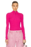 Moncler Zip Up Turtleneck Top In Fuchsia