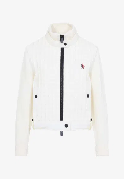 Moncler Zip-up Wool Cardigan In White