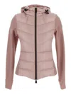 Moncler Puffer Polar Fleece Zip-up Cardigan In Pink