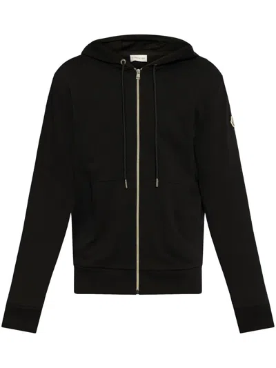 Moncler Zipped Hoodie In Black