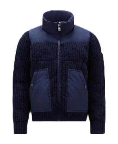 Moncler Zipped Padded Cardigan In Blue