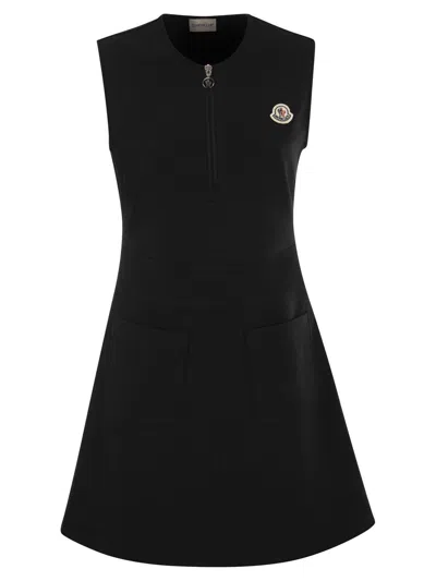 Moncler Zipped Sleeveless Mini Dress In Black