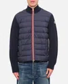 Moncler Padded Front Panel Cardigan With High Collar In Blue
