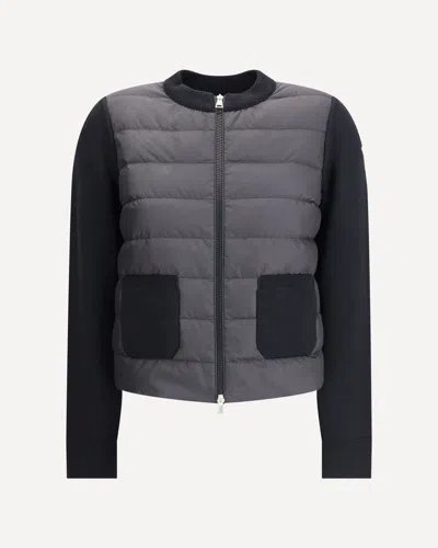 Moncler Padded Zip-up Cardigan In Black