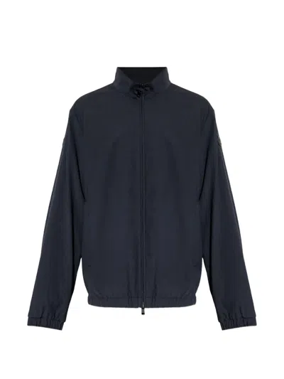 Moncler Zipped Windbreaker Jacket In Blue