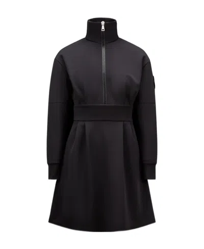 Moncler Zipper Dress With Vertical Collar In Black