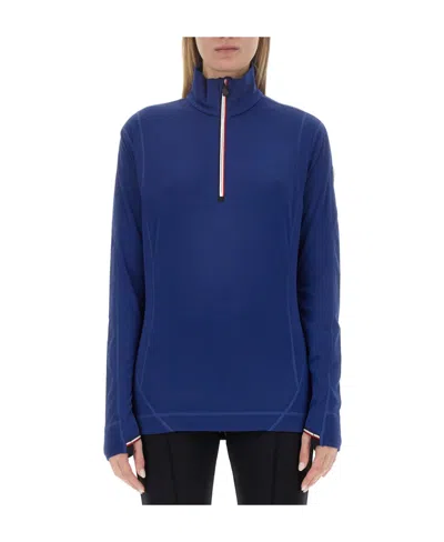 Moncler Zipper Long-sleeved Sweater In Blue