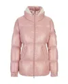 Moncler Zipper Quilted Down Jacket In Pink