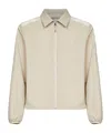 Moncler Double-slider Zip Seersucker Shirt In Neutral
