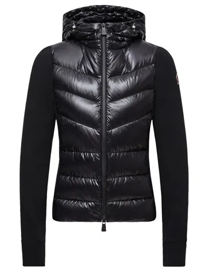 Moncler Padded Fleece Sweatshirt With Zip And Hood In Black