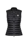 Moncler Quilted Black Vest With High Collar And Fitted Silhouette
