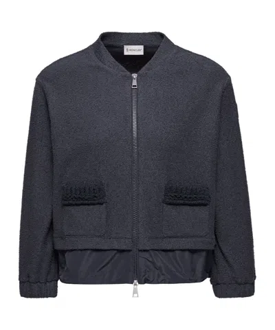 Moncler Zippered Cardigan In Blue