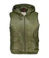 Moncler Lansette Hooded Shell Vest In Green
