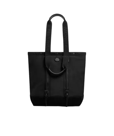Moncler Zippered Handbag In Black