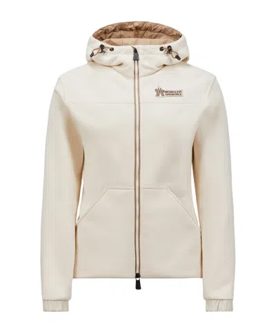 Moncler Zippered Hooded Casual Jacket In White