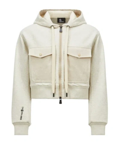 Moncler Zippered Hoodie In White