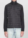 Moncler Zippered Padded Wool Blend Cardigan In Black